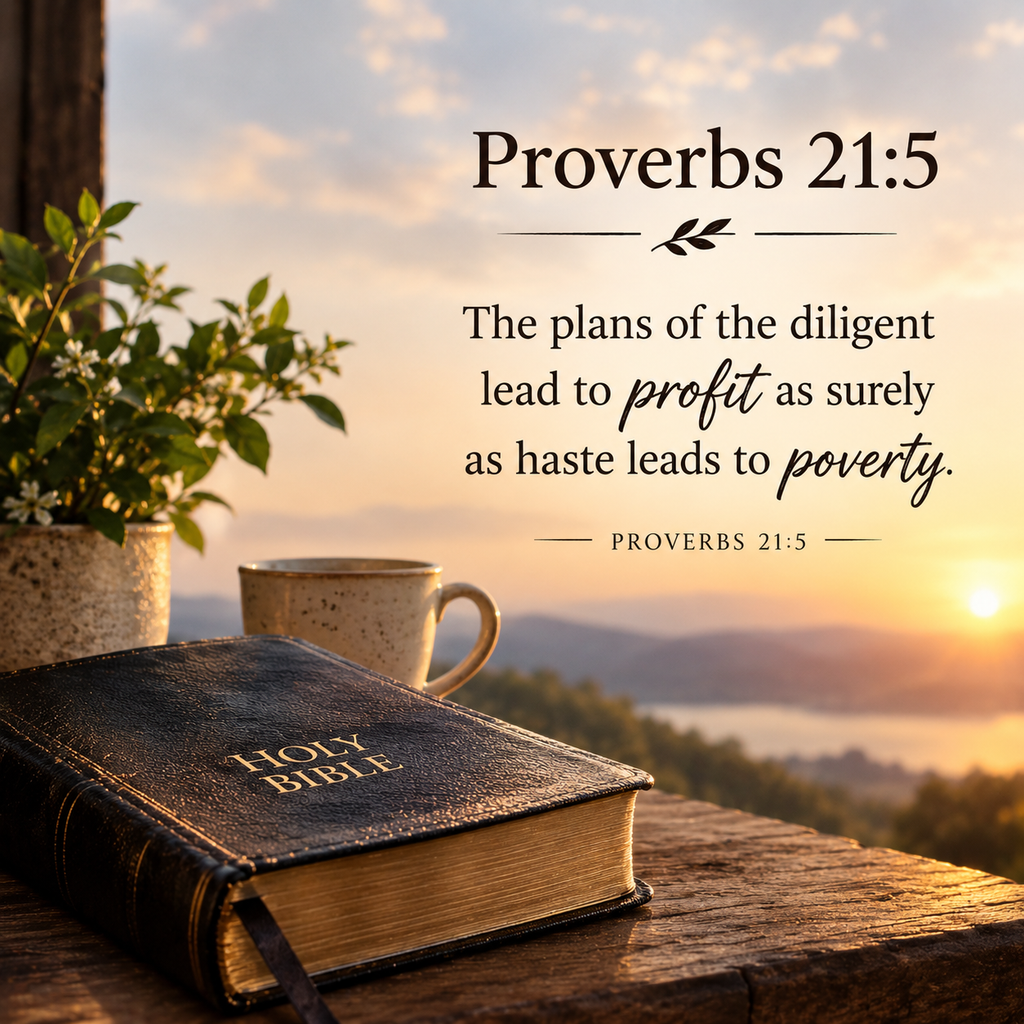 Proverbs 21:5 Bible verse about diligent plans and prosperity