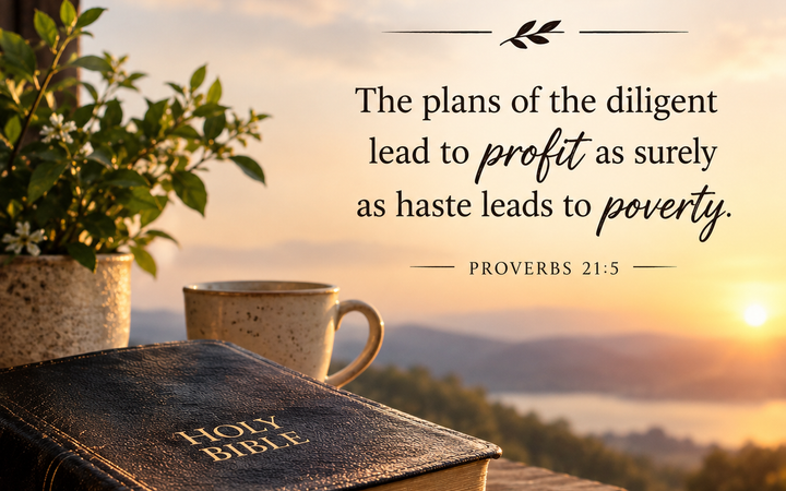 Proverbs 21:5 Bible verse about diligent plans and prosperity