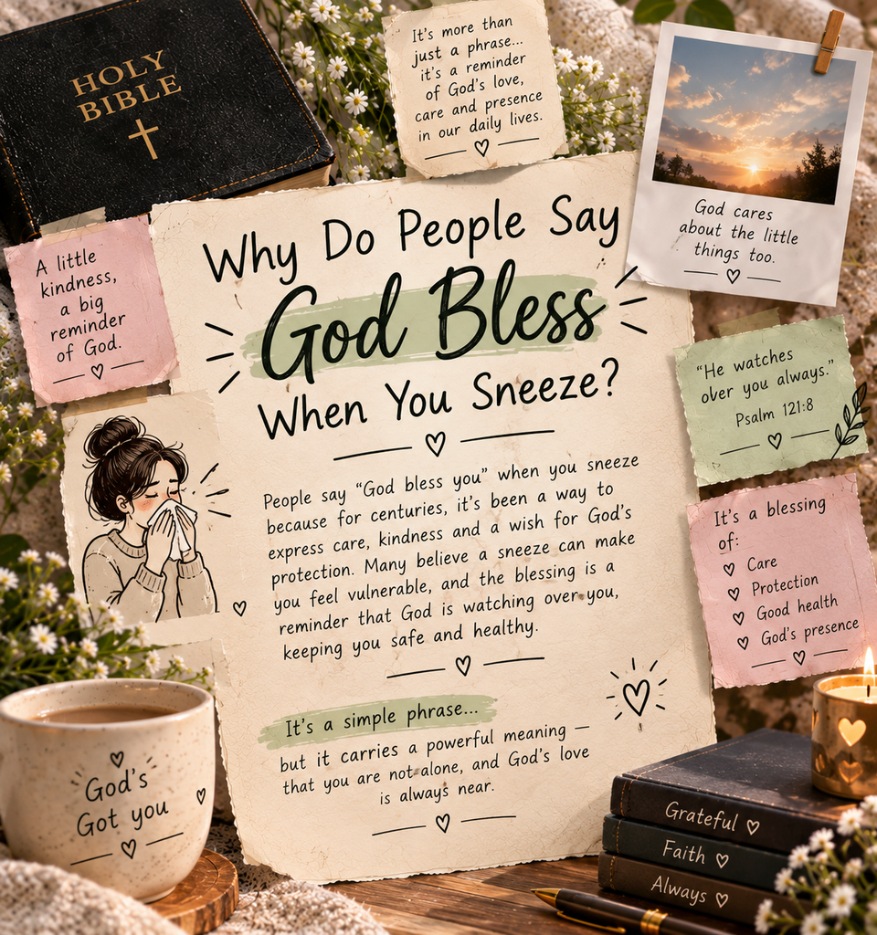 Why Do People Say God Bless When You Sneeze with Bible, flowers, candle, and Christian devotional decor