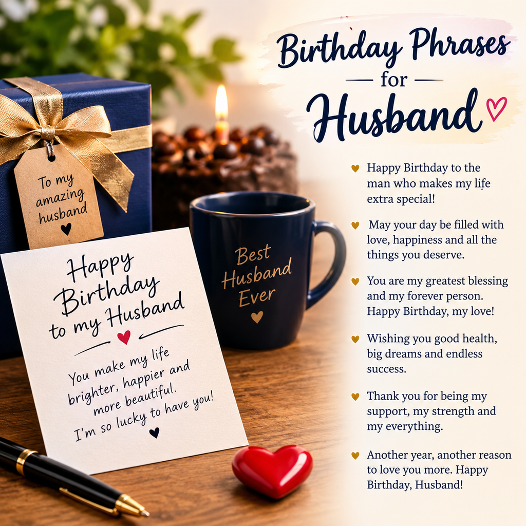 Birthday phrases for husband with romantic birthday wishes
